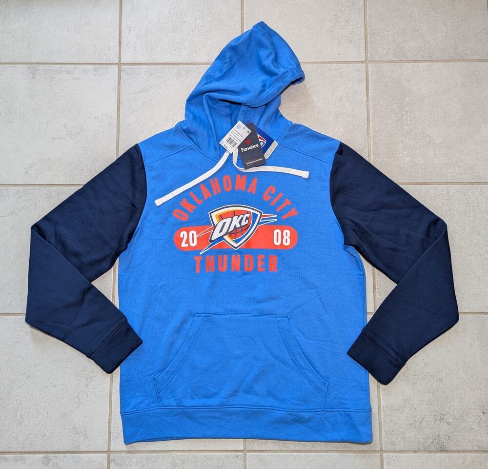 Oklahoma City Thunder Men's Large Fanatics Blue Pullover Hoodie NBA Long Sleeve